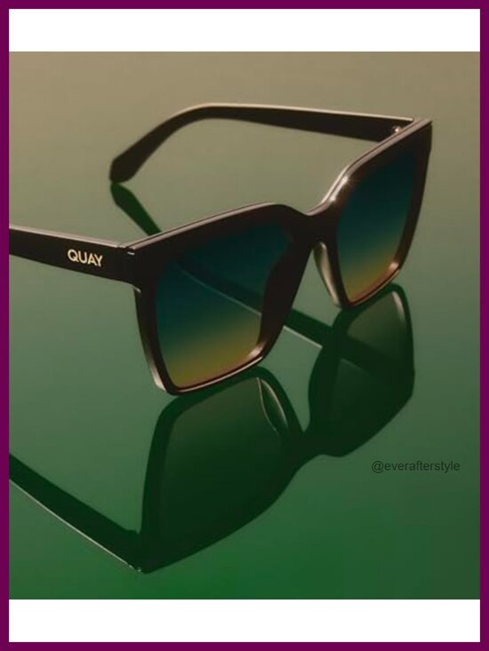 Quay Level Up Square Sunglasses Women Metal Brow Bar UV Protection